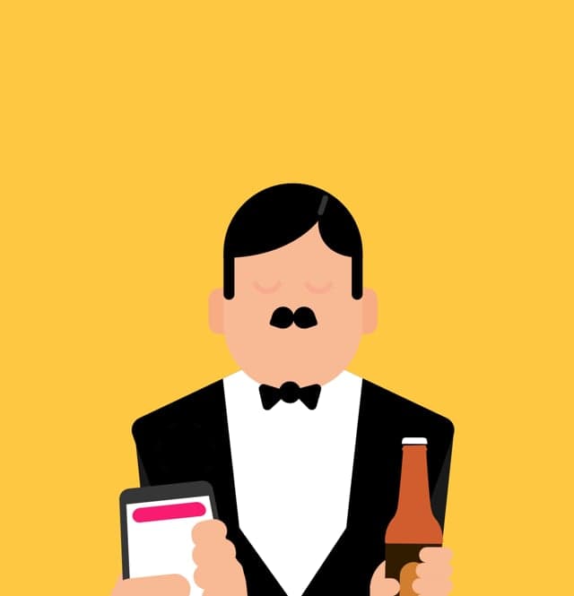 Waiter giving a beer